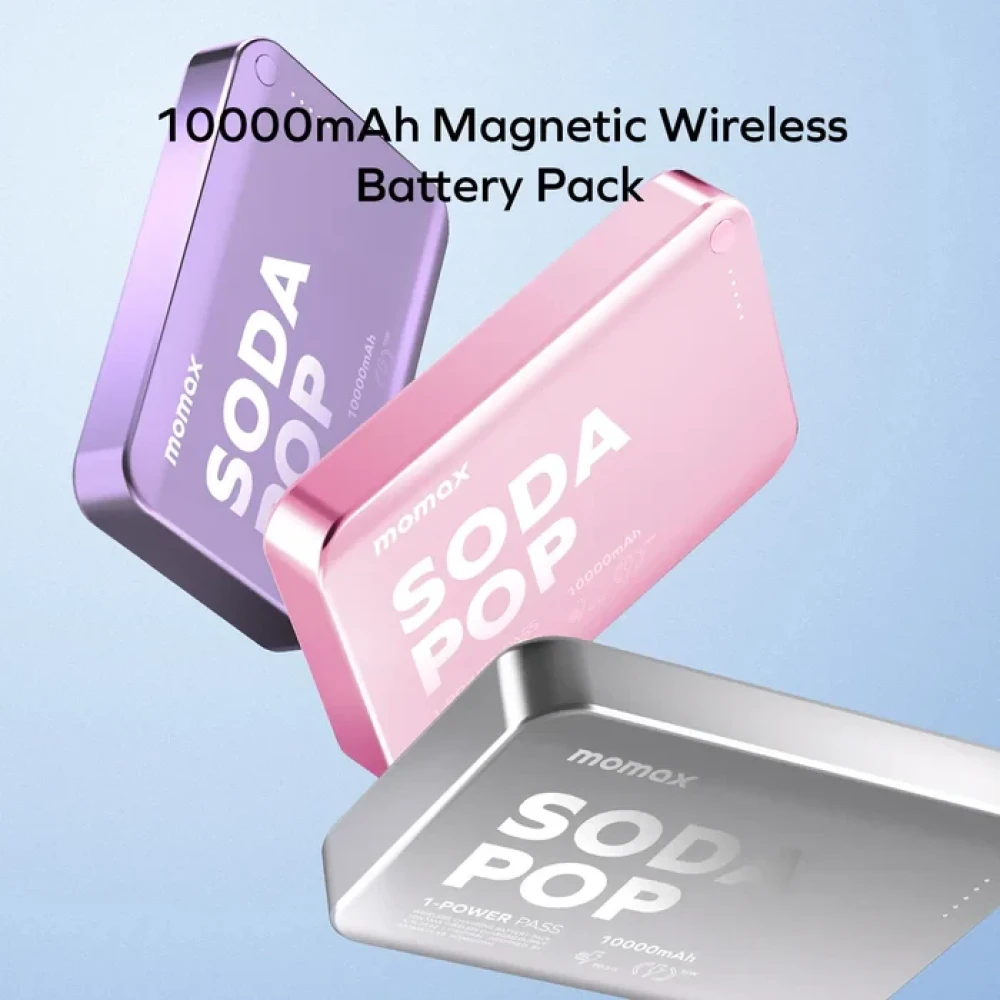 Momax 1-Power Pass Soda Pop Magnetic Wireless Power Bank 10000mah – Pink